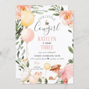 Cowgirl Birthday Invitation with Greenery