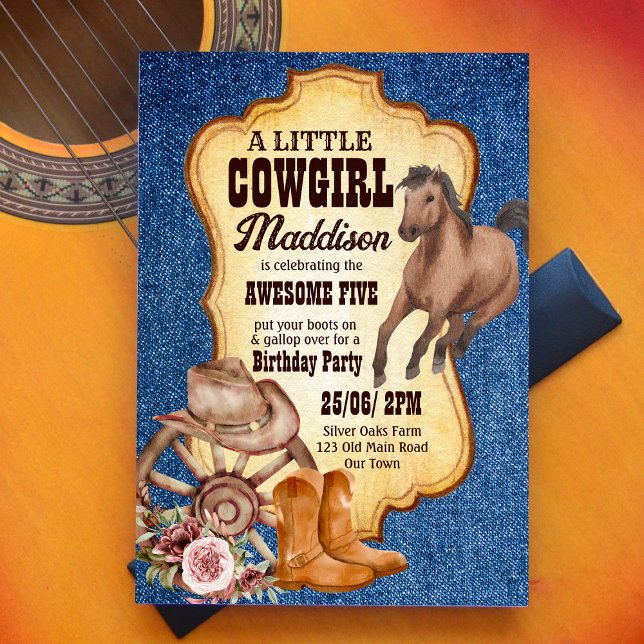 Cowgirl birthday party horse wild and free  invitation (Creator Uploaded)