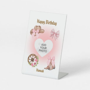 Cowgirl Birthday Pedestal Sign