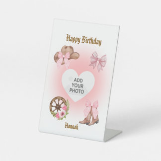 Cowgirl Birthday Pedestal Sign