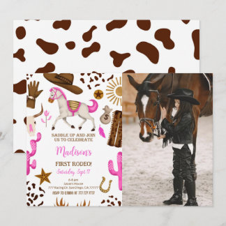 Cowgirl Birthday Photo Invitation