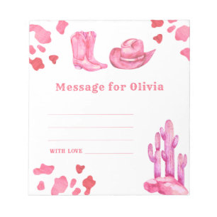 Cowgirl birthday time capsule message notepad