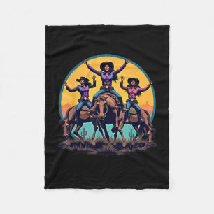 Cowgirl Black Girl Western Rodeo Melanin Black His Fleece Blanket