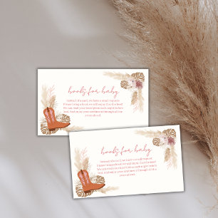 Cowgirl Boho Boots Pampas Books For Baby Shower Enclosure Card
