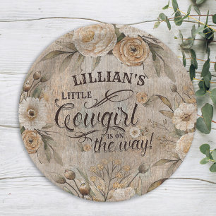 Cowgirl Boho Floral Western Script Paper Plate