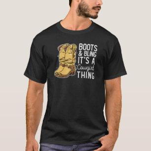 Cowgirl Boots Bling Cute Flower Love Country T-Shirt