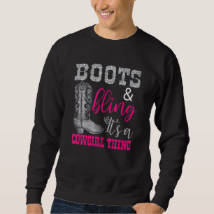 Cowgirl Boots Bling Women Cute Love Country Life Sweatshirt