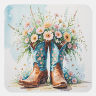 Cowgirl Boots Bouquet Stickers   Western Theme