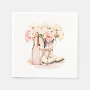 Cowgirl Boots Bubbly Peonies BRIDAL SHOWER Napkin