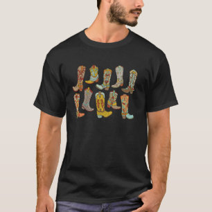 Cowgirl Boots Colourful Fancy Western Country Vint T-Shirt