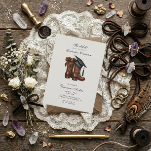 Cowgirl Boots & Graduation Cap Party Invitation
