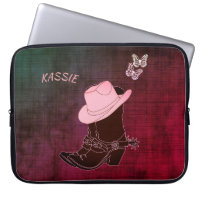 Cowgirl Boots Hat Butterfly Burgundy Personalised