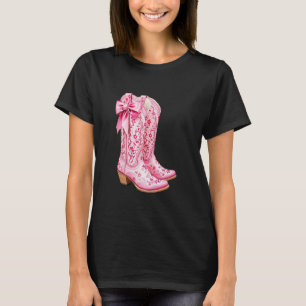 Cowgirl Boots Pink Baby Bow Preppy y2k Coquette T-Shirt