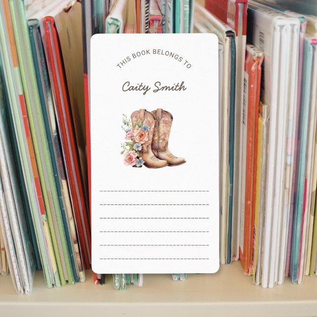 Cowgirl Boots pink floral library bookplates (Creator Uploaded)