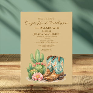 Cowgirl Boots Rodeo Western Cactus Bridal Shower Invitation