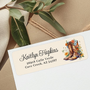 Cowgirl Boots With Flowers Return Address Labels