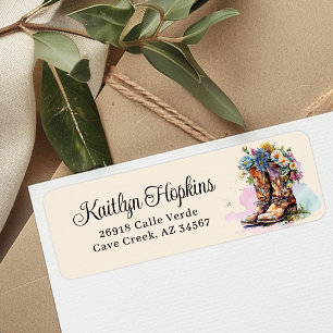 Cowgirl Boots With Flowers Return Address Labels