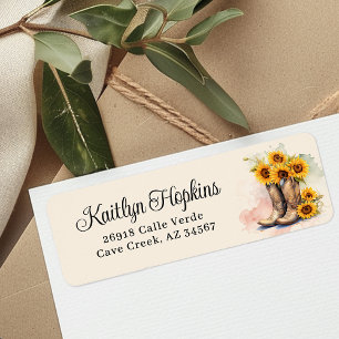 Cowgirl Boots With Sunflowers Return Address Label