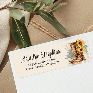 Cowgirl Boots With Sunflowers Return Address Label