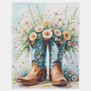 Cowgirl Bouquet Fleece Blanket Western Home