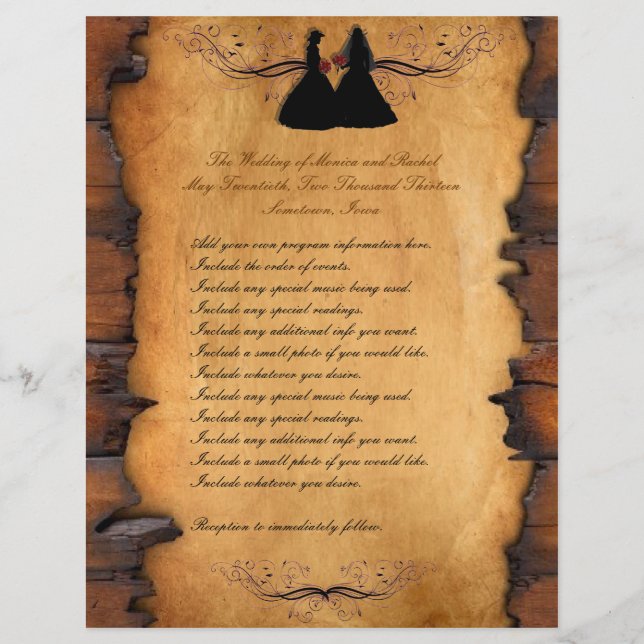 Cowgirl Brides Custom Lesbian Wedding Programs (Front)