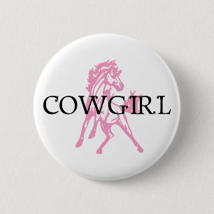 Cowgirl Bronc Horse (pink horse version) 6 Cm Round Badge