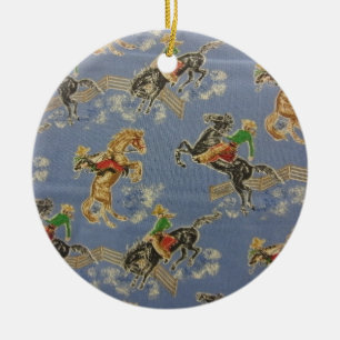 Cowgirl Bronc Rider Ceramic Tree Decoration