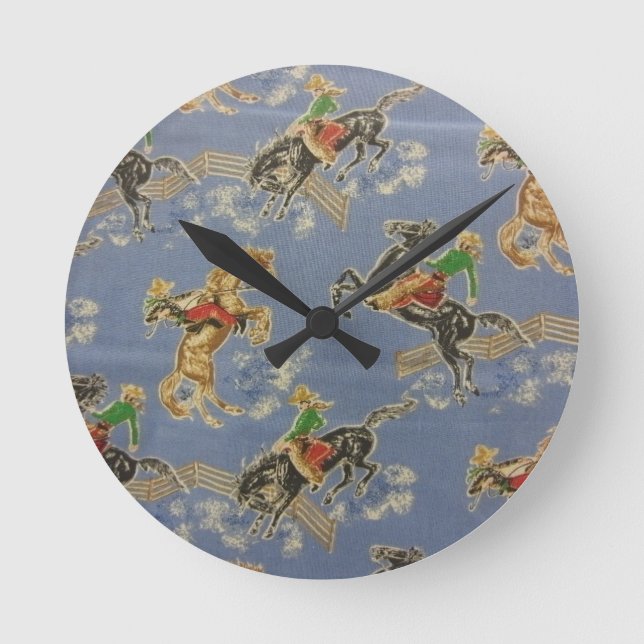 Cowgirl Bronc Rider Round Clock (Front)