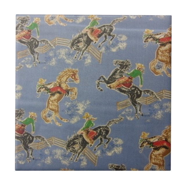Cowgirl Bronc Rider Tile (Front)