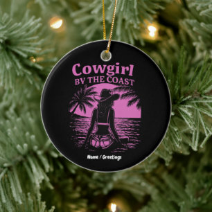 Cowgirl By The Coast Style Western Beachy Women Ceramic Tree Decoration