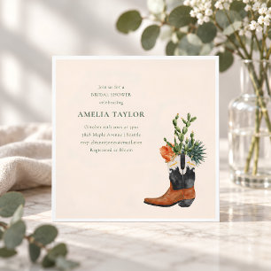 Cowgirl Cactus Watercolor Bridal Shower Aesthetic Invitation