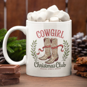 Cowgirl Christmas Club Western Cowboy Boots Coffee Mug