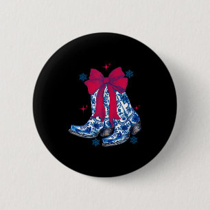 Cowgirl Christmas Funny Coquette Bow Boots Gift Me 6 Cm Round Badge