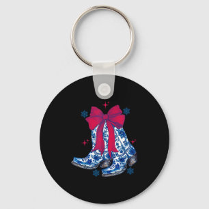 Cowgirl Christmas Funny Coquette Bow Boots Gift Me Key Ring