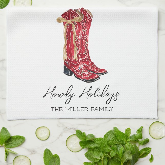 Cowgirl Christmas Tea Towel (Folded)