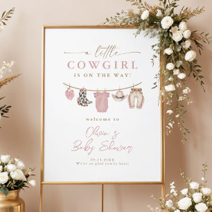Cowgirl Clothesline Baby Shower Welcome Poster
