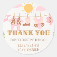Cowgirl Clothesline Western Baby Shower Thank You