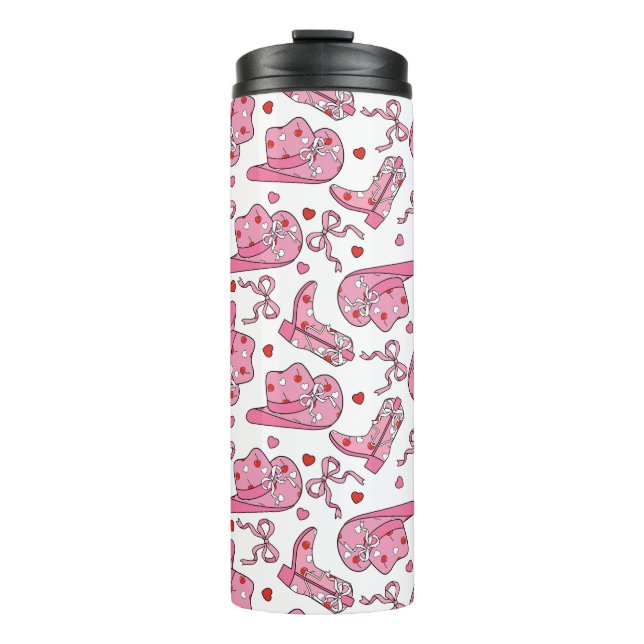 Cowgirl Coquette Pink Thermal Tumbler (Front)