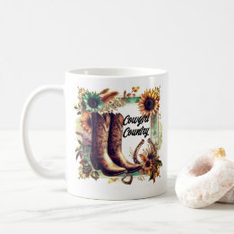 Cowgirl Country Sunflower Boots Mug  