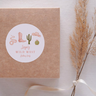 Cowgirl Country Wild West Birthday Party Favour Classic Round Sticker