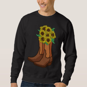 Cowgirl Country Women Girls Sunflower Boots Sweatshirt