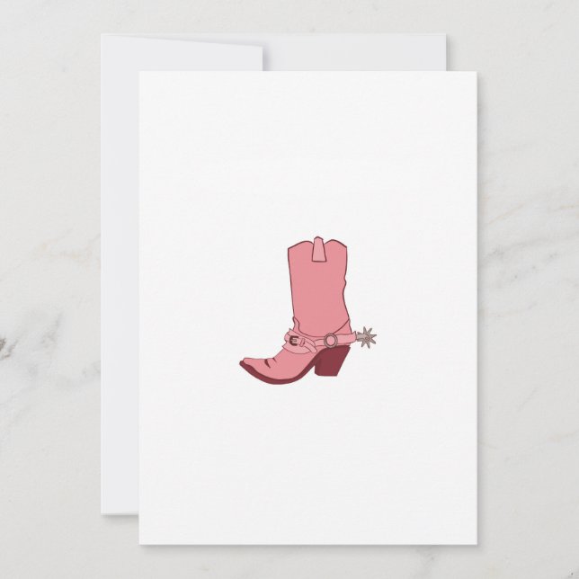 Cowgirl, cowboy boot themed  invitation (Front)