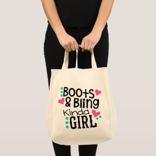 Cowgirl Cowboy Boots Bling Country Western Horse Tote Bag