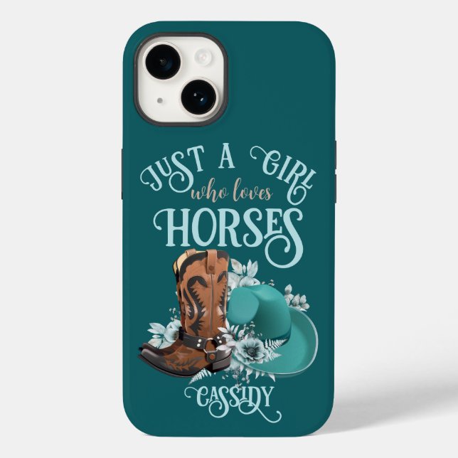 Cowgirl cowboy boots hat Girl Love horses name Case-Mate iPhone Case (Back)