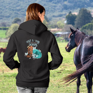 Cowgirl cowboy boots hat Girl Love horses name Hoodie