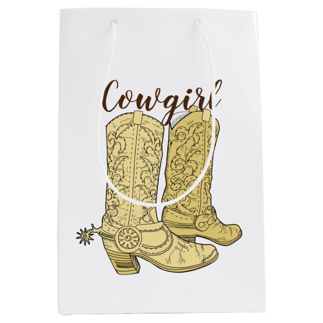Cowgirl Cowboy Boots Medium Gift Bag (Front)