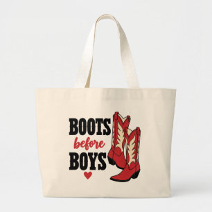 Cowgirl Cowboy Boots Western Country Line Dancing Large Tote Bag