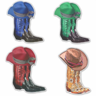 Cowgirl Cowboy hat and Boots Country Western Art