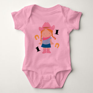 Cowgirl Cute 1st Birthday 1 Yr Old T-shirt Baby Bodysuit