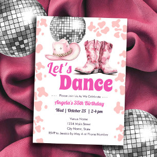 Cowgirl Disco 35th Birthday PINK Dance Invitation